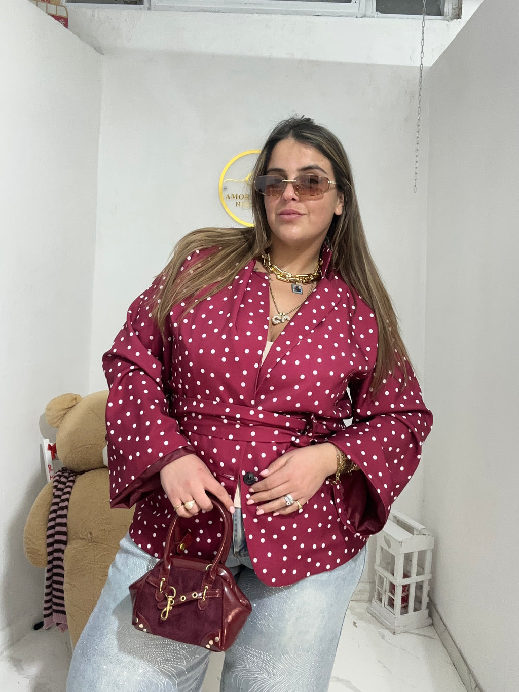 Giacca blazer pois