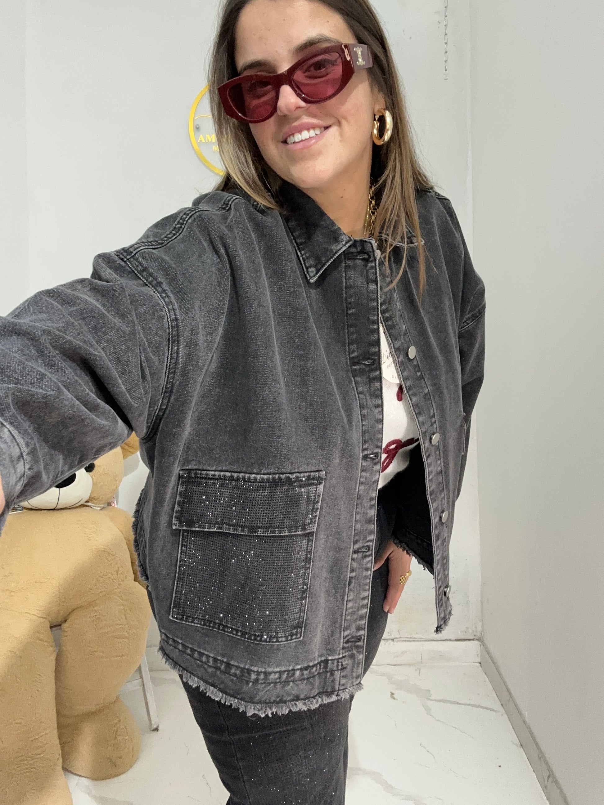 Giubbotto Denim brillantini