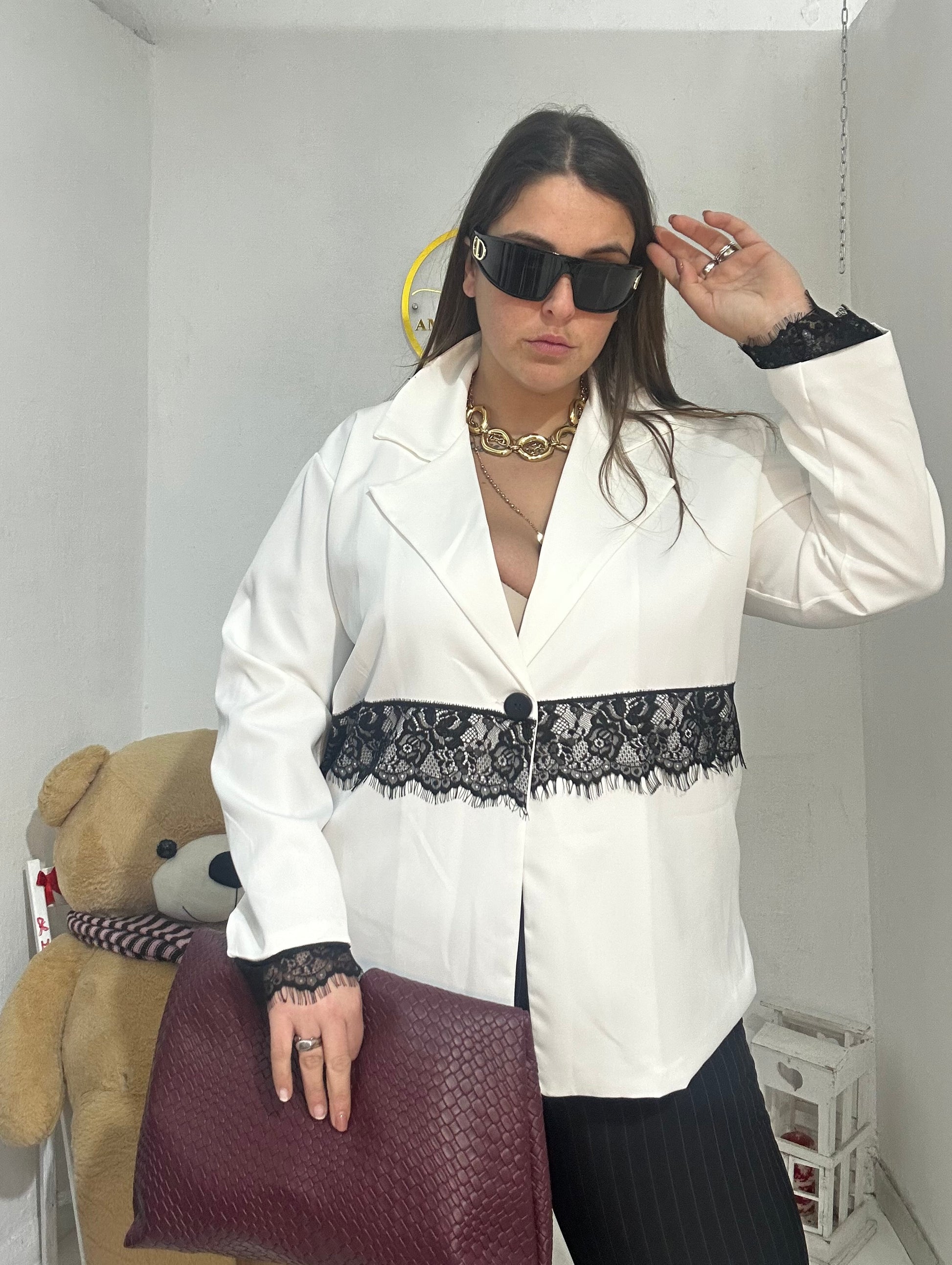 Giacca blazer merletto